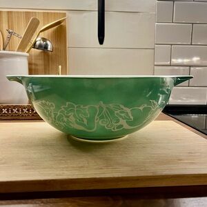 Green Mixing Bowl with Floral Design